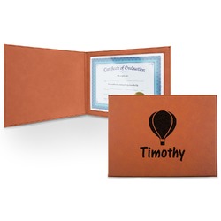 Watercolor Hot Air Balloons Leatherette Certificate Holder - Front (Personalized)