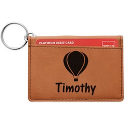 Watercolor Hot Air Balloons Leatherette Keychain ID Holder - Double Sided (Personalized)