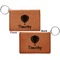 Watercolor Hot Air Balloons Cognac Leatherette Keychain ID Holders - Front and Back Apvl