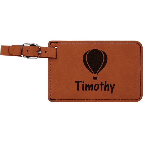Custom Watercolor Hot Air Balloons Leatherette Luggage Tag (Personalized)