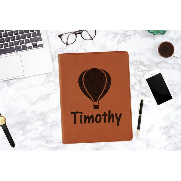 Watercolor Hot Air Balloons Cognac Leatherette Portfolios - Lifestyle Image