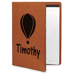Watercolor Hot Air Balloons Leatherette Portfolio with Notepad - Large - Double Sided (Personalized)