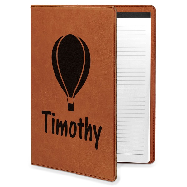 Custom Watercolor Hot Air Balloons Leatherette Portfolio with Notepad - Large - Single Sided (Personalized)