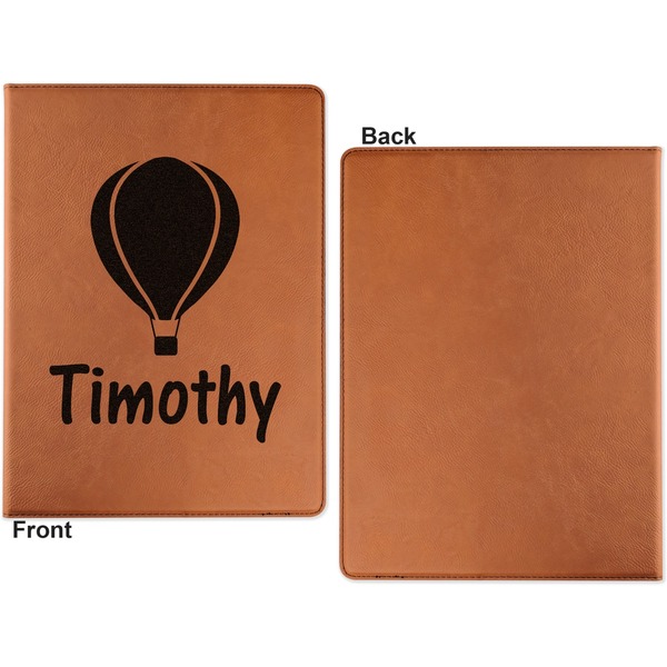 Watercolor Hot Air Balloons Cognac Leatherette Portfolios with Notepad - Large - Single Sided - Apvl