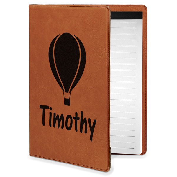 Custom Watercolor Hot Air Balloons Leatherette Portfolio with Notepad - Small - Single Sided (Personalized)