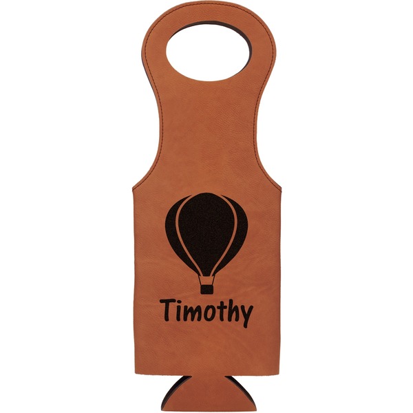 Custom Watercolor Hot Air Balloons Leatherette Wine Tote (Personalized)