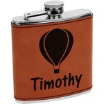 Watercolor Hot Air Balloons Leatherette Wrapped Stainless Steel Flask (Personalized)