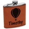 Watercolor Hot Air Balloons Cognac Leatherette Wrapped Stainless Steel Flask