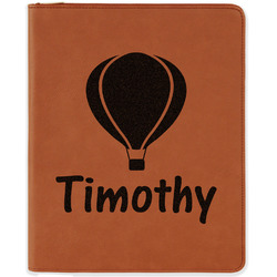 Watercolor Hot Air Balloons Leatherette Zipper Portfolio with Notepad - Single Sided (Personalized)