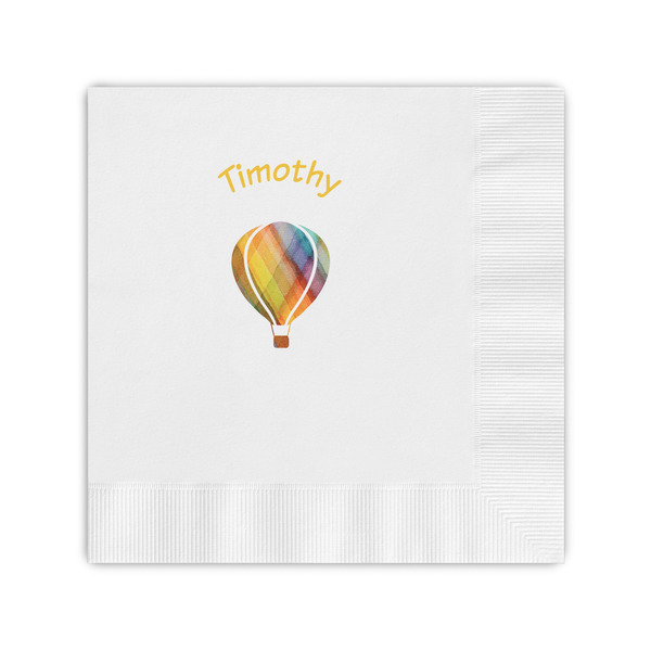 Custom Watercolor Hot Air Balloons Coined Cocktail Napkins (Personalized)
