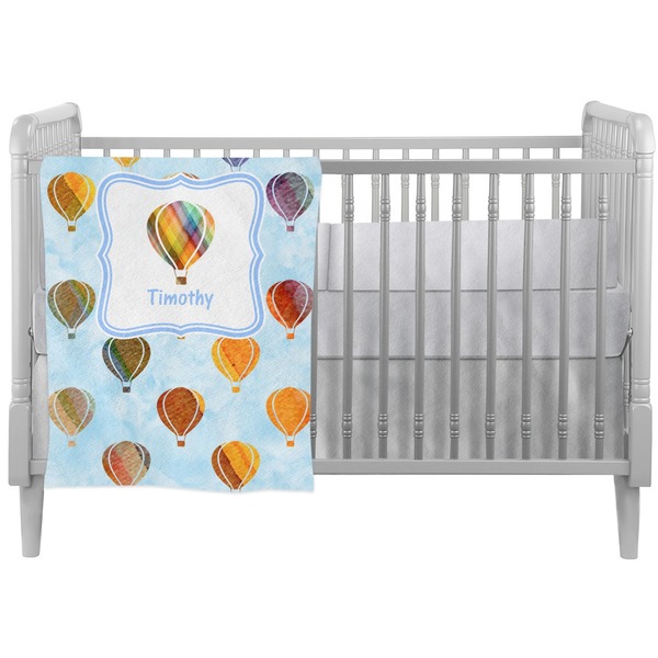 Custom Watercolor Hot Air Balloons Crib Comforter / Quilt (Personalized)