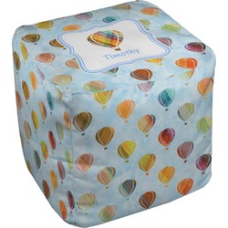 Watercolor Hot Air Balloons Cube Pouf Ottoman (Personalized)