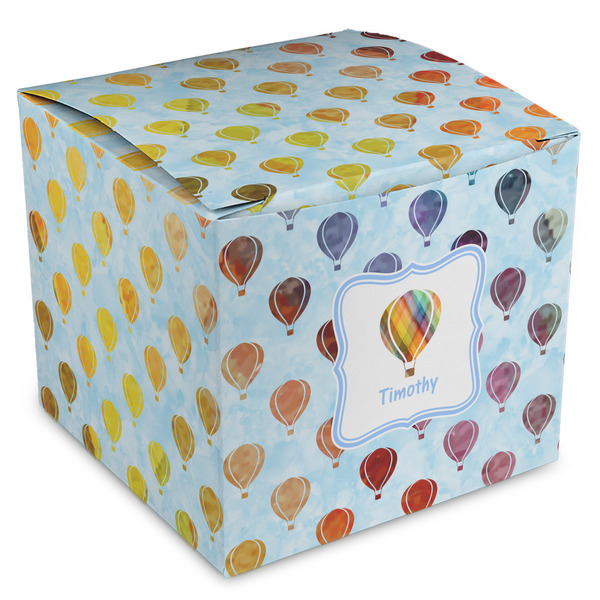 Custom Watercolor Hot Air Balloons Cube Favor Gift Boxes (Personalized)