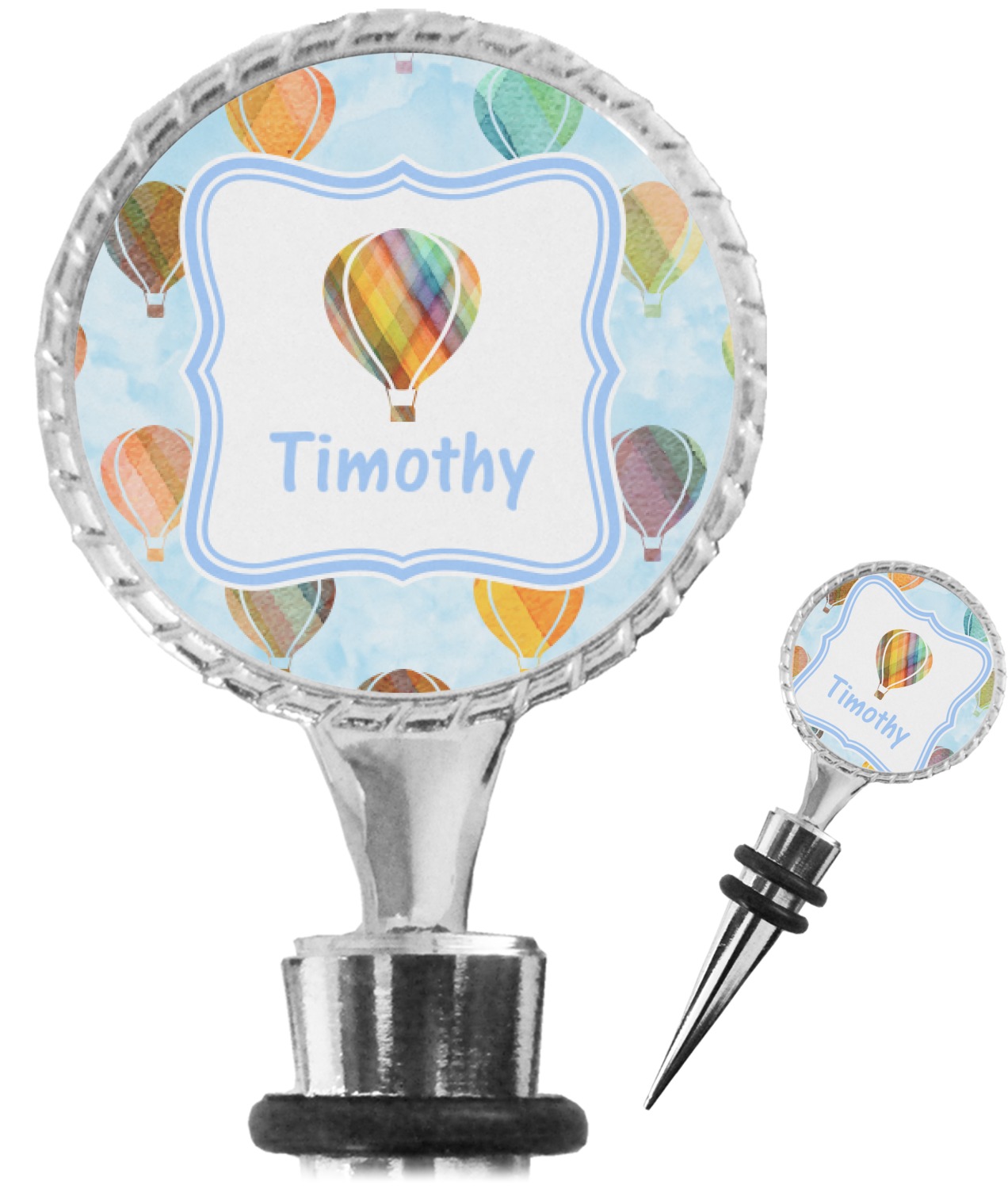 Watercolor Hot Air Balloons Wine Bottle Stopper (Personalized