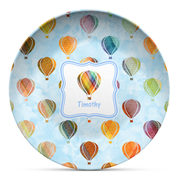 Custom Watercolor Hot Air Balloons Microwave Safe Plastic Plate - Composite Polymer (Personalized)