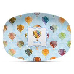 Watercolor Hot Air Balloons Plastic Platter - Microwave & Oven Safe Composite Polymer (Personalized)