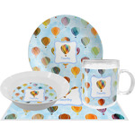 Watercolor Hot Air Balloons Dinner Set - Single 4 Pc Setting w/ Name or Text
