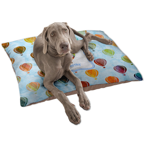 Custom Watercolor Hot Air Balloons Dog Bed - Large w/ Name or Text
