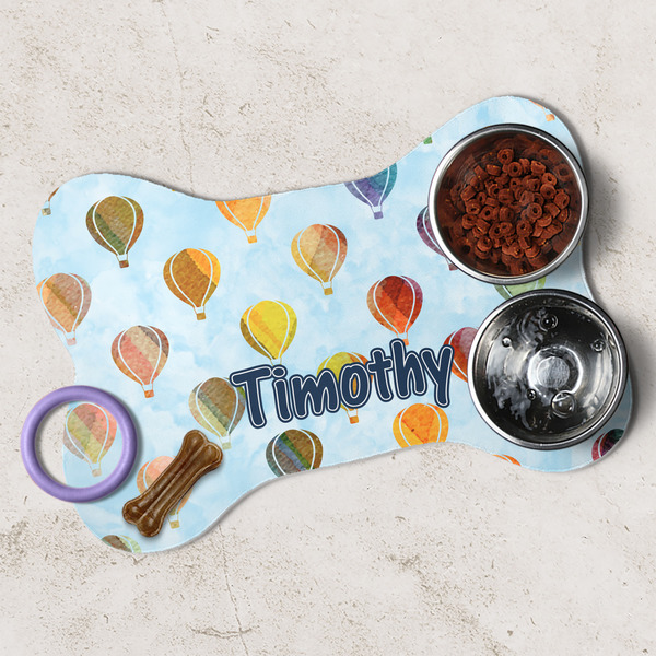 Watercolor Hot Air Balloons Dog Bone Shaped Mat Lifestyle