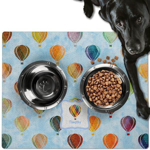 Watercolor Hot Air Balloons Dog Food Mat - Large LIFESTYLE