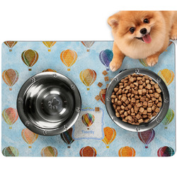 Watercolor Hot Air Balloons Dog Food Mat - Small w/ Name or Text