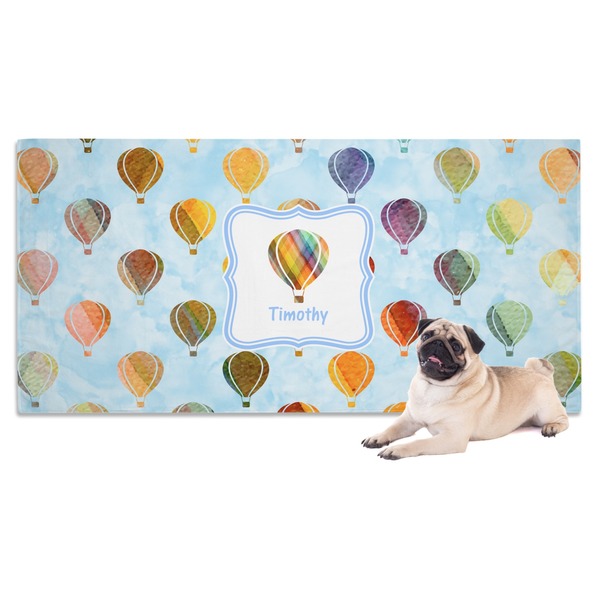 Custom Watercolor Hot Air Balloons Dog Towel (Personalized)