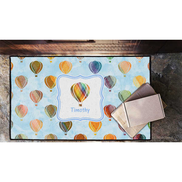 Watercolor Hot Air Balloons Door Mat - LIFESTYLE (Lrg)