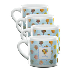 Watercolor Hot Air Balloons Double Shot Espresso Cups - Set of 4 (Personalized)