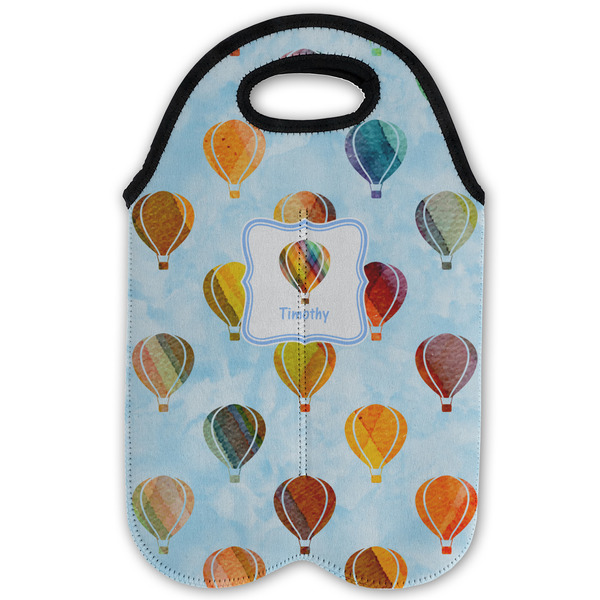 Watercolor Hot Air Balloons Double Wine Tote - Flat (new)