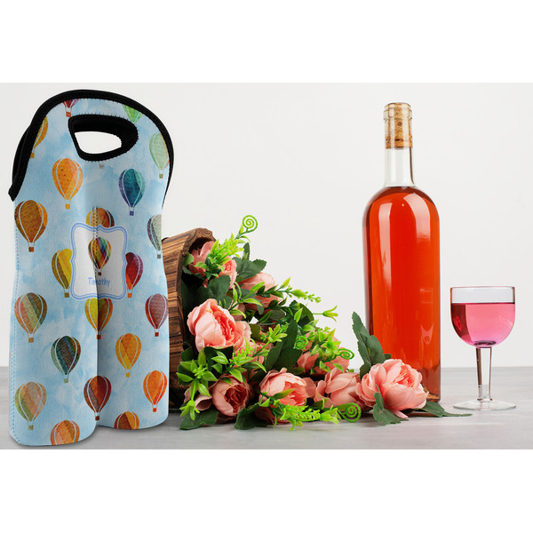 Watercolor Hot Air Balloons Double Wine Tote - LIFESTYLE (new)