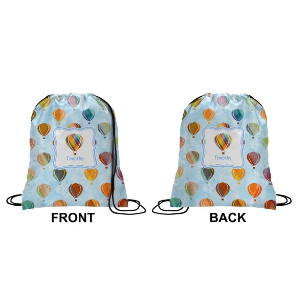 Watercolor Hot Air Balloons Drawstring Backpack Front & Back Medium