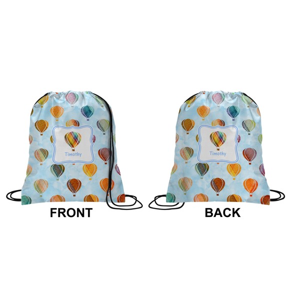 Watercolor Hot Air Balloons Drawstring Backpack Front & Back Small