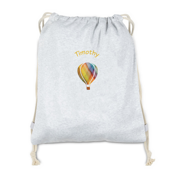Custom Watercolor Hot Air Balloons Drawstring Backpack - Sweatshirt Fleece - Double Sided (Personalized)
