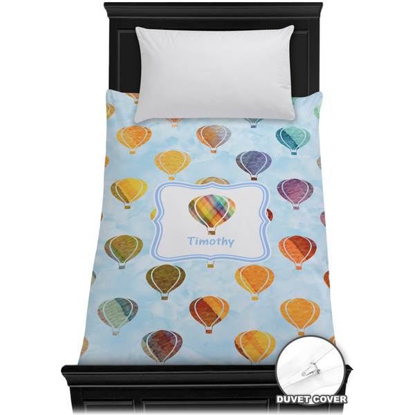 Custom Watercolor Hot Air Balloons Duvet Cover - Twin XL (Personalized)