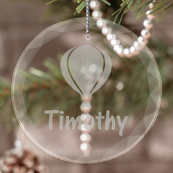 Watercolor Hot Air Balloons Engraved Glass Ornament (Personalized)