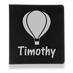 Watercolor Hot Air Balloons Leather Binder - 1" - Black (Personalized)