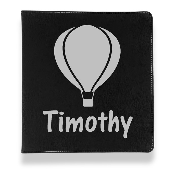 Watercolor Hot Air Balloons Leather Binder - 1" - Black - Front View