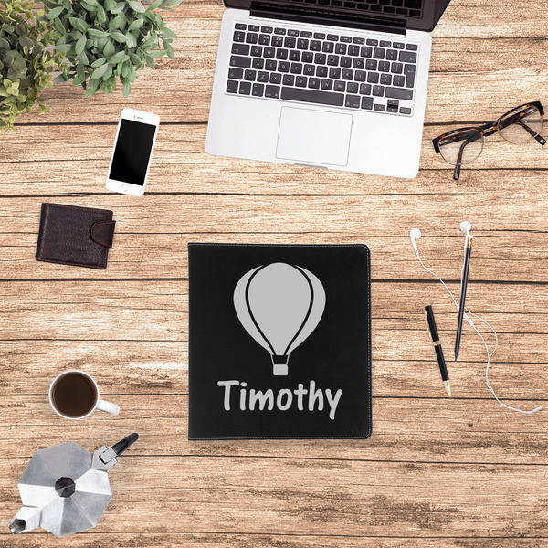 Watercolor Hot Air Balloons Leather Binder - 1" - Black - Lifestyle