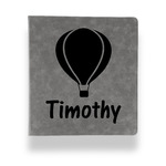 Watercolor Hot Air Balloons Leather Binder - 1" - Grey (Personalized)