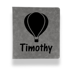 Watercolor Hot Air Balloons Leather Binder - 1" - Grey (Personalized)
