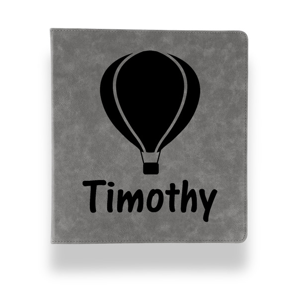 Watercolor Hot Air Balloons Leather Binder - 1" - Grey - Front View