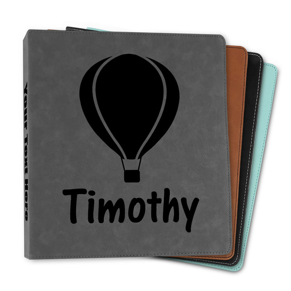 Custom Watercolor Hot Air Balloons Leather Binder - 1" (Personalized)