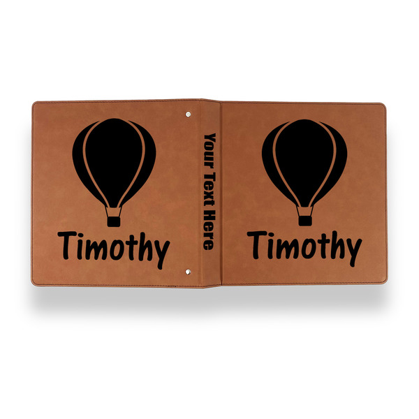 Watercolor Hot Air Balloons Leather Binder - 1" - Rawhide - Back Spine Front View