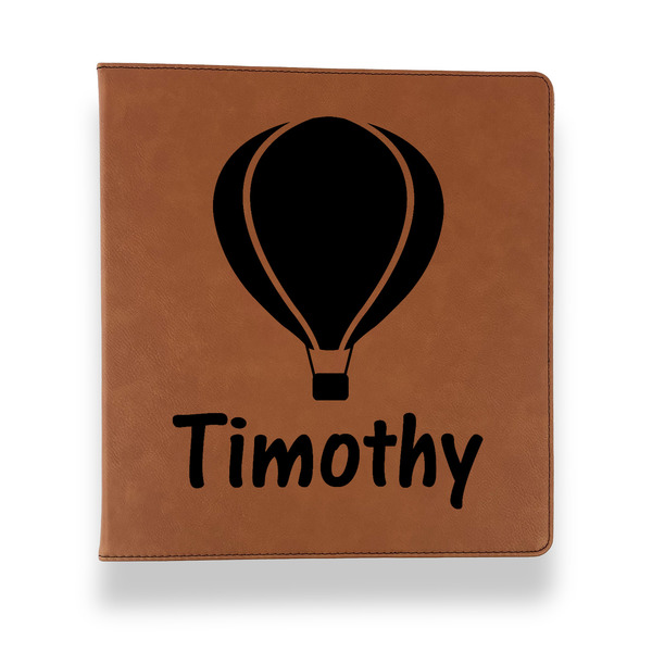 Watercolor Hot Air Balloons Leather Binder - 1" - Rawhide - Front View