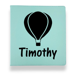 Watercolor Hot Air Balloons Leather Binder - 1" - Teal (Personalized)