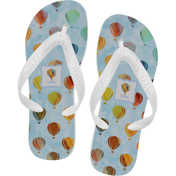 Custom Watercolor Hot Air Balloons Flip Flops - Small (Personalized)