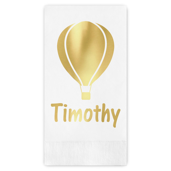 Custom Watercolor Hot Air Balloons Guest Napkins - Foil Stamped (Personalized)