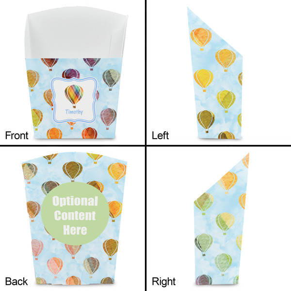 Watercolor Hot Air Balloons French Fry Favor Box - Front & Back View