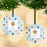 Watercolor Hot Air Balloons Flat Glass Ornament w/ Name or Text