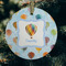 Watercolor Hot Air Balloons Frosted Glass Ornament - Round (Lifestyle)